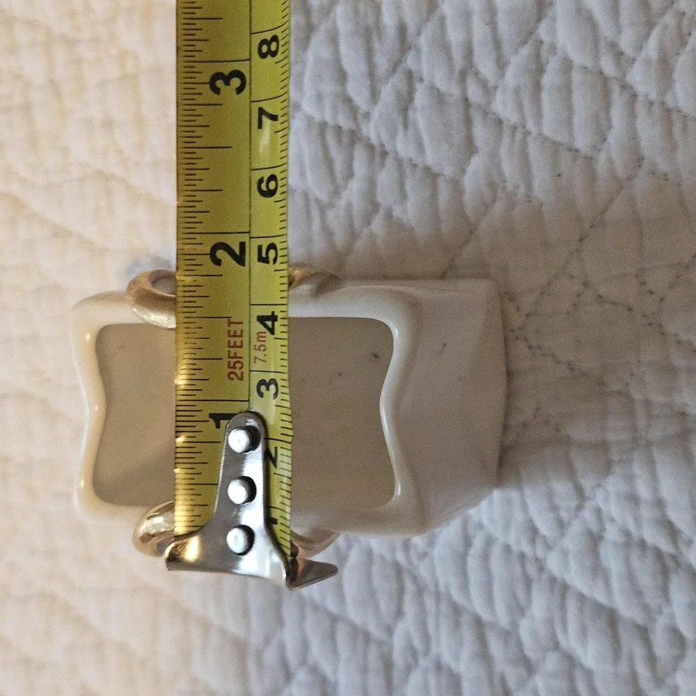 Miniature White Porcelain‎ Shopping Gift Bag Gold Gilded handle Decor bud vase